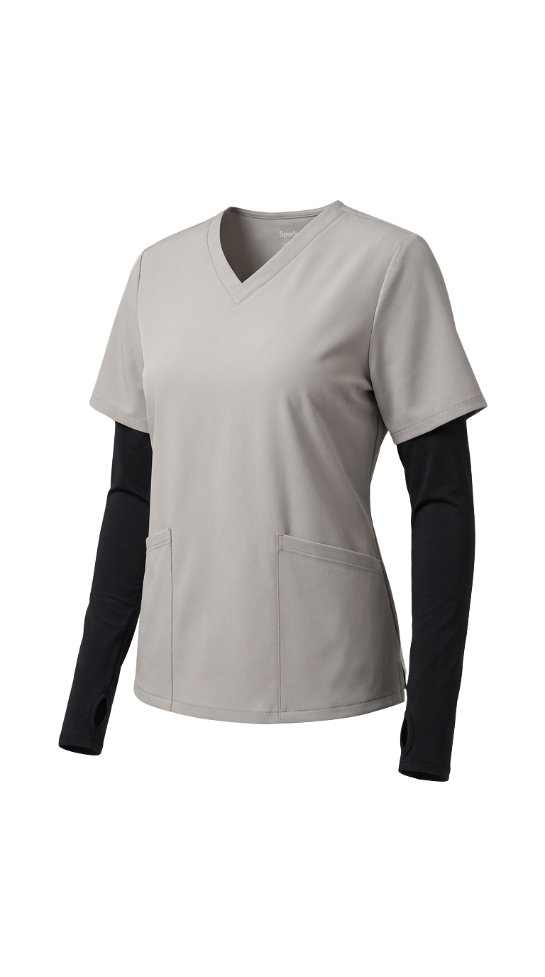 Gray Compressionfit Scrub Top