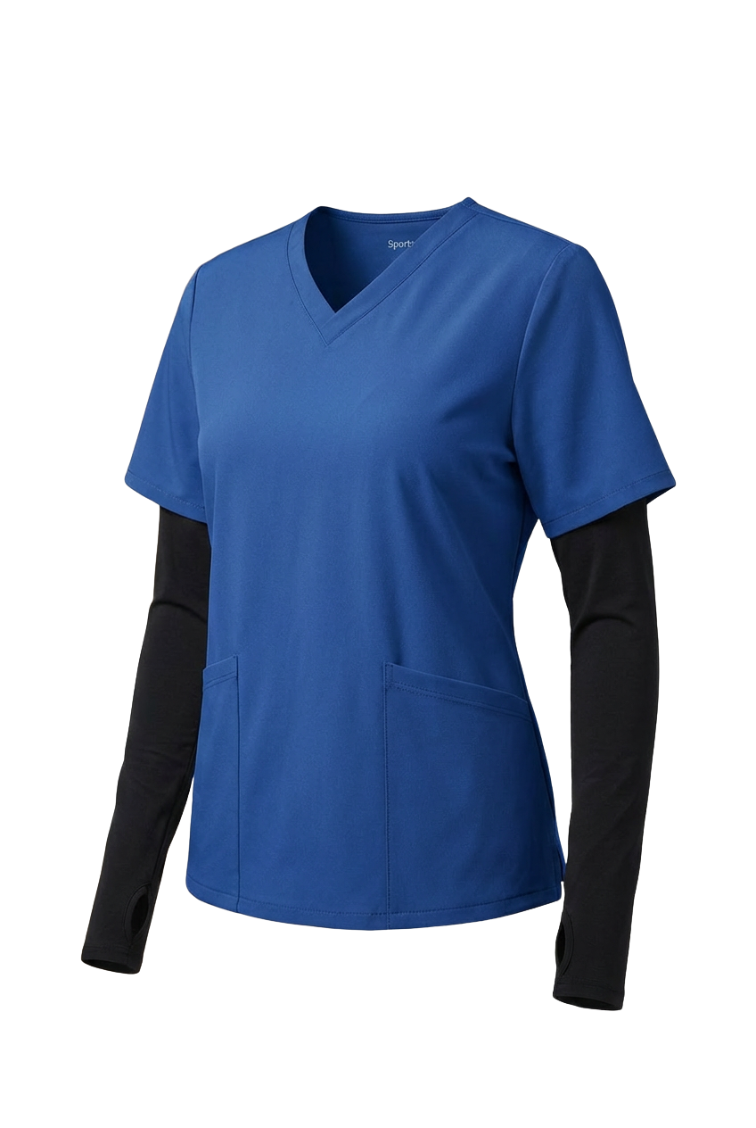 Blue Compressionfit Scrub Top